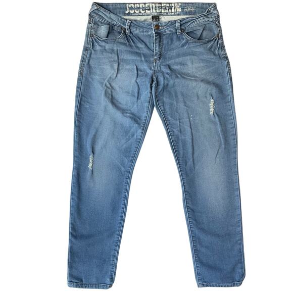 Rewash Women Waxed Denim Straight Leg Jeans 9/29, Blue, Soft Feel Like Knit - Picture 1 of 13